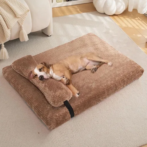 Vista 25 de Cama para perros con almohada para perros pequeños, cama ortopédica para perros con funda extraíble, alfombrilla lavable para mascotas de hasta 5