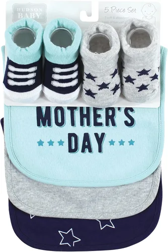 Vista 311 de Hudson Baby Conjunto de babero y calcetines unisex de algodón para bebé