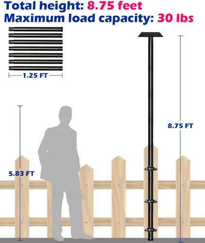 Vista 2 de Garbuildman Kit de Poste para Comedero de Pájaros de 105 Pulgadas, Juego de Poste Resistente para Casa de Pájaros para Valla de Terraza o Barandilla