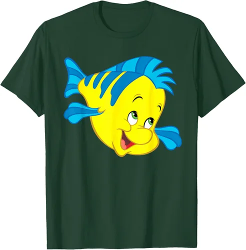 Vista 100 de Disney Camiseta de disfraz de cara grande de la Sirenita Flounder Sidekick