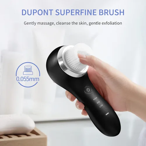 Vista 4 de COSBEAUTY Cepillo de limpieza facial sónico, exfoliante suave, cepillo de limpieza profunda, limpiador facial eléctrico con 5 cabezales de cepillo