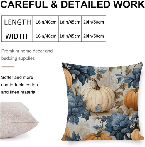 Vista 2 de Fundas de almohada decorativas con diseño de calabaza blanca en acuarela para sofá, muebles de patio, decoración del hogar, 16 x 16 pulgadas