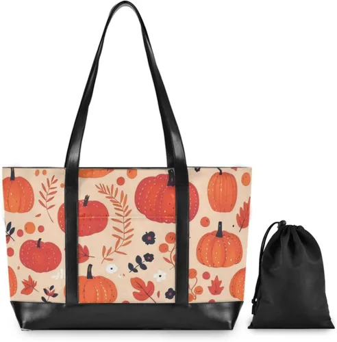 Vista 4 de Otoño Calabaza Profesional Portátil Bolso para Mujer con Cremallera Bolso de mano para Mujeres Trabajo para la Universidad con Tablet Maletín