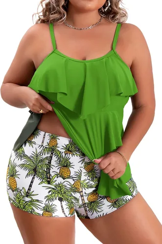 Vista 29 de B2prity Traje de baño tankini de talla grande para mujer, con control de 01