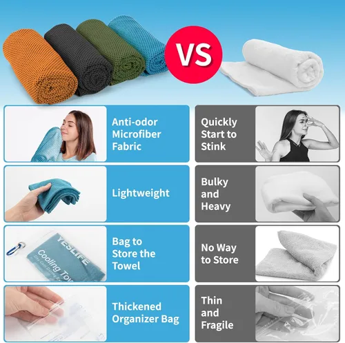 Vista 4 de YESLIFE Paquete de 4 toallas refrescantes de 40 x 12 pulgadas, toallas de gimnasio para hombres y mujeres, toallas de entrenamiento suaves y Negro