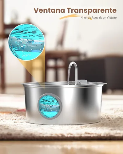 Vista 5 de Fuente de agua para mascotas para perros grandes: fuente de agua de metal para perros - Fuentes silenciosas para gatos grandes - Fuentes de agua