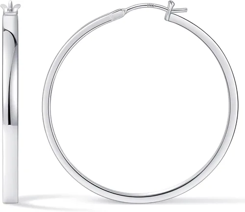 Vista 28 de Aretes de aro para mujer, aros planos chapados en oro de 14 quilates Dorado
