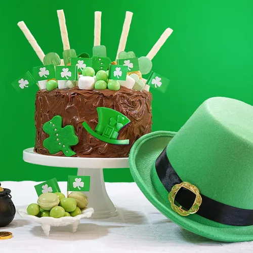 Vista 7 de Moldes de fondant del día de San Patricio, moldes de silicona para sombrero irlandés de trébol, herradura para barba, chocolate para hornear