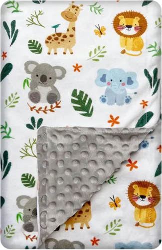 Vista 10 de Manta Bee Minky - Felpa suave de doble capa, de recién nacido a niño pequeño, respaldo con puntos, regalos para baby shower (30 x 40 pulgadas)