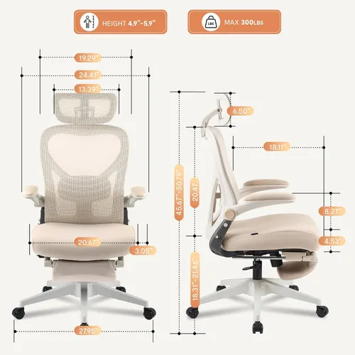 Vista 3 de FLEXISPOT Silla de oficina ergonómica Foldex, silla plegable para espacios pequeños con soporte lumbar, reposabrazos abatibles, reposacabezas 3D