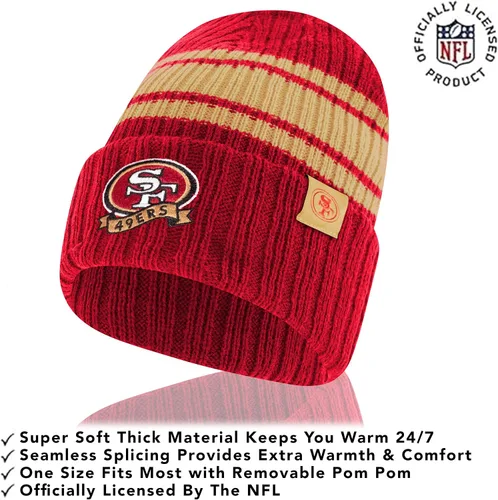Vista 2 de Ultra Game Adults NFL Official Super Soft Team Stripe Winter Beanie Knit Hat with Extra Warm Touch Screen Gloves