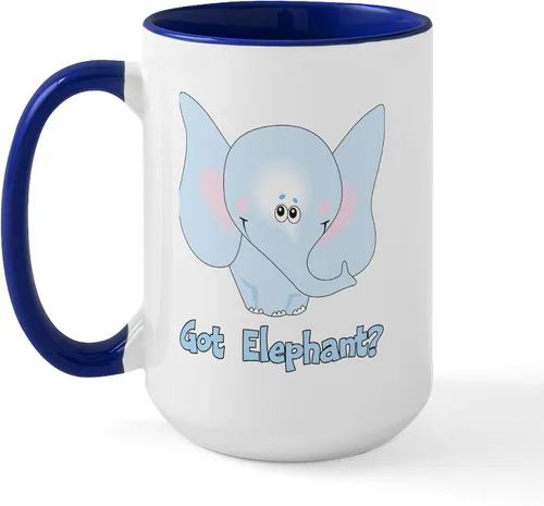 Vista 15 de CafePress Blue Elephant - Taza de café de cerámica de 15 oz (15.0 fl oz)
