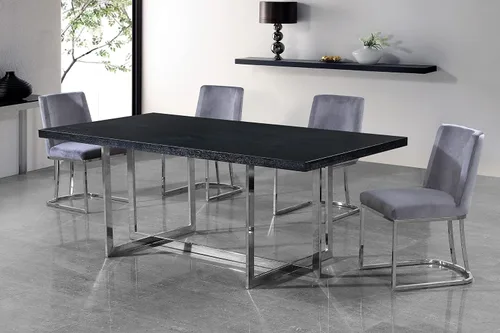 Vista 2 de Meridian Furniture Heidi Collection Modern - Silla de comedor tapizada de terciopelo contemporáneo con marco de metal cromado pulido, juego de 2, 19