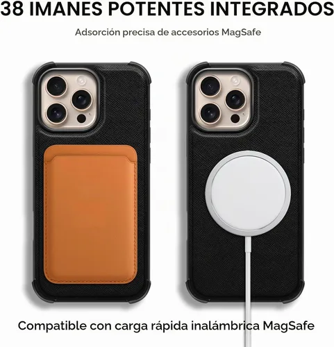 Vista 5 de Funda de cuero compatible con iPhone 16 Pro Max Cartera 6.9", cuero genuino 2 en 1, magnética, desmontable, a prueba de golpes, funda tipo folio