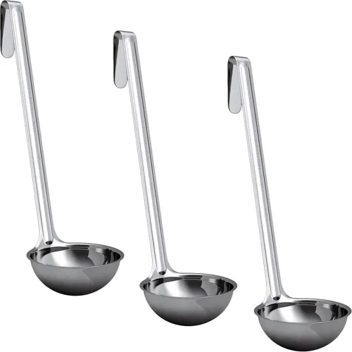 Vista 15 de Cucharón de sopa súper resistente y ergonómico de 1 onza, 1 paquete. Cucharones de acero inoxidable con asas largas. Los mejores accesorios