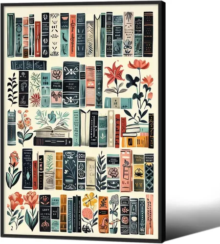 Vista 30 de Haitunone Arte de Pared de Lectura Femenina Victoriana Academia Oscura Libros Melancólicos Póster Pintura al Óleo Antigua Impresiones en Lienzo