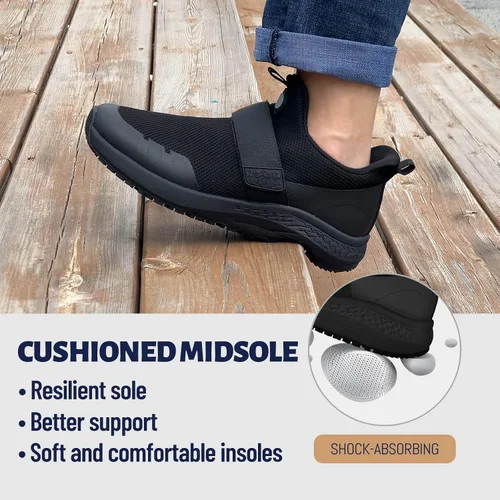 Vista 6 de Non Slip Shoes for Men, Food Service Slip Resistant Work Shoes in Restaurant Kitchen Hospital, Breathable Lightweight Sneakers - Zapatos