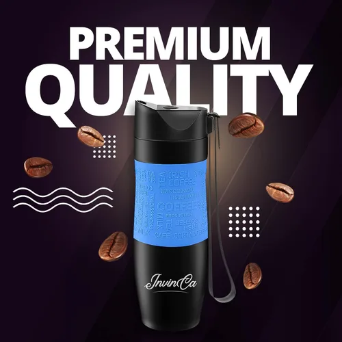 Vista 5 de INVINCEA - Vaso térmico de acero inoxidable aislado al vacío de 16 onzas, taza de viaje para café de doble pared, reutilizable, a prueba