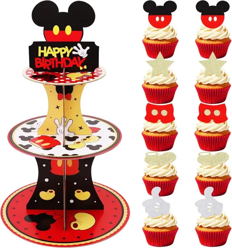 Vista 11 de BEISHIDA Soporte para cupcakes de dinosaurio de 3 niveles, decoración de fiesta, temática de dinosaurio, soporte para cupcakes, 12 piezas