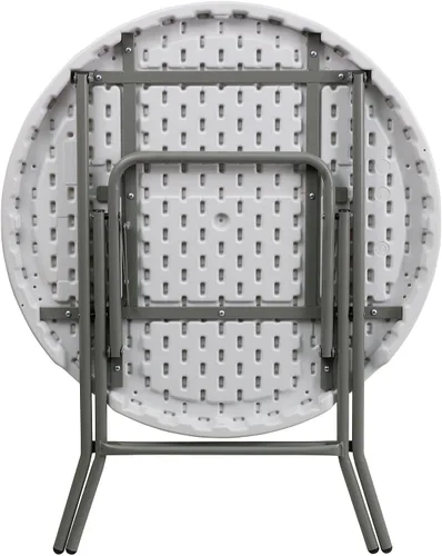 Vista 7 de Flash Furniture Elon Mesa plegable redonda de plástico blanco granito de 2.63 pies, color blanco