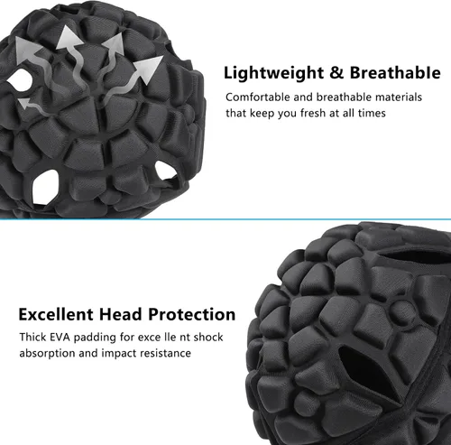 Vista 4 de DGXINJUN Casco de fútbol con bandera de carcasa suave, casco de rugby 7v7, gorra Scrum, casco acolchado de fútbol, protector de cabeza ajustable