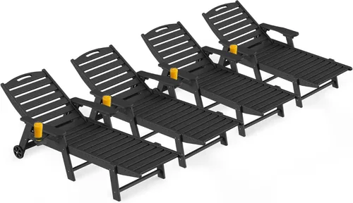 Vista 28 de Silla de salón al aire libre, silla de salón de patio de HDPE con Negro