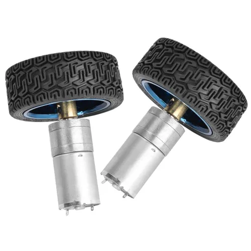 Vista 7 de Kit de rueda de motor de engranaje de codificador de 2.559 in, DC 6V 280RPM 25GA370 DC Motor de engranajes de 0.157 in con soporte de montaje