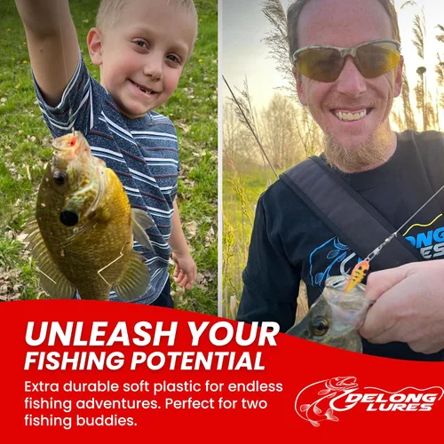 Vista 6 de DELONG LURES Paquete de 16 señuelos de pesca para renacuajo, señuelos preaparejados para lubina, crappie, branquia azul y aparejos de pesca