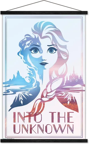 Vista 8 de Trends International Disney Frozen 2 - Póster de pared con texto en inglés "Into the Unknown", 14.725 x 22.375 pulgadas, versión enmarcada de madera