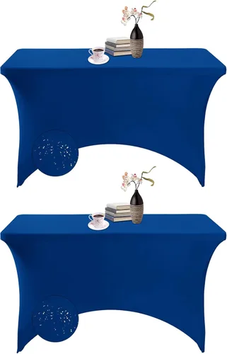 Vista 28 de Paquete de 2 fundas de mesa de elastano impermeables para mesas rectangulares, 6 pies, negras, elásticas, resistentes a manchas, para todas