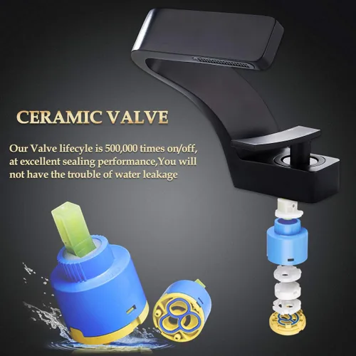 Vista 6 de becola Grifo de cascada para lavabo de baño, grifo mezclador de agua fría y caliente de latón macizo de una sola manija, grifo para lavabo