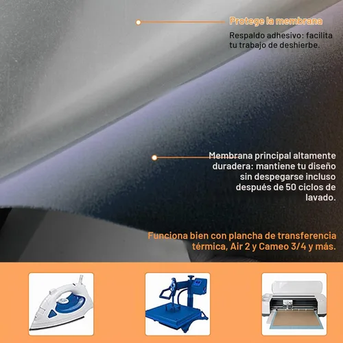 Vista 3 de Rollo de vinilo de transferencia de calor flocado HTV Flocado: 10 pulgadas x 4 pies para planchar para ropa de bricolaje (negro)