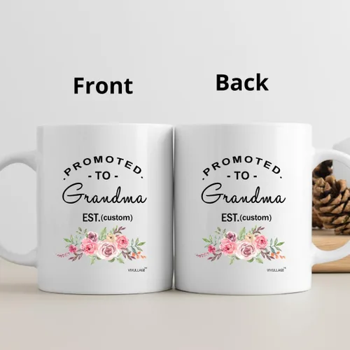 Vista 3 de Taza personalizada con texto en inglés "Promoted To Grandma Cup, Frist Time Grandma Cup, Grandma To Be", regalo para la nueva abuela, tazas de café