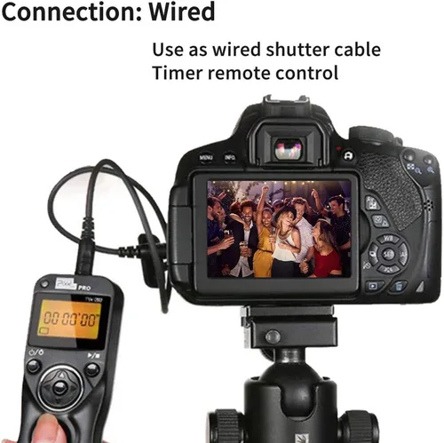 Vista 5 de Cable de liberación de obturador remoto inalámbrico Control Remoto con temporizador por cable TW-283DC0 compatible con Nikon D850 D810 D800 D700
