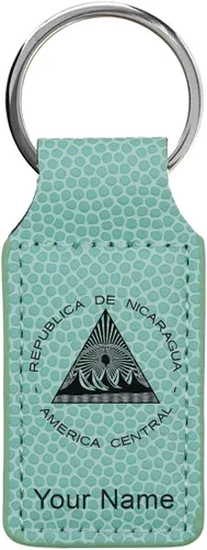 Vista 38 de LaserGram Llavero rectangular, bandera de Nicaragua, grabado personalizado incluido, Bambú