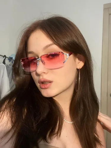 Vista 4 de Fozono Gafas de sol Y2K de moda para mujer, lentes rectangulares sin montura con gradiente Y2K, gafas de sol estéticas de moda