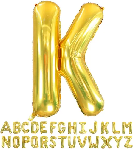 Vista 16 de Globos dorados de la letra A de 40 pulgadas, globos grandes del alfabeto A, helio dorado, de papel de aluminio de mylar, para decoración
