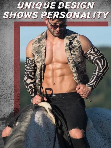 Vista 18 de Boao 20 piezas de mangas de brazo de enfriamiento para hombre, manga larga sin dedos, antideslizante, protección UV, mangas temporales para tatuajes