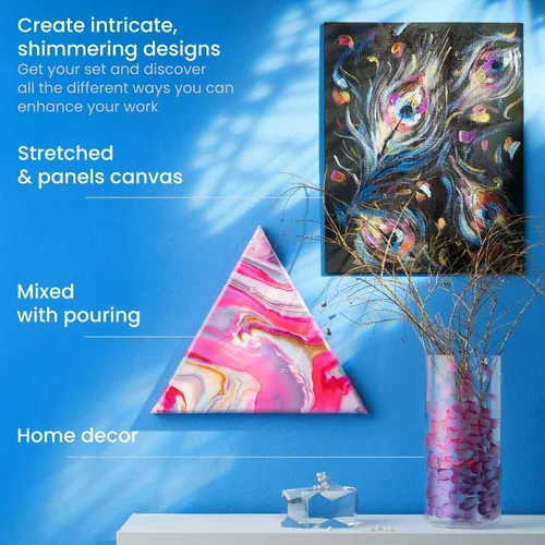 Vista 5 de Arteza Pintura acrílica metálica, juego de 8 tonos de joya en tubos de 4.06 onzas, pigmentos ricos, no se decolora, pinturas para artistas