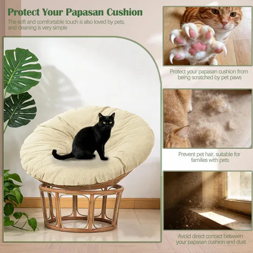 Vista 5 de Sqodok Papasan - Fundas de cojín de 50 pulgadas de tela de pana para interiores, lavables a máquina, con cremallera y correas