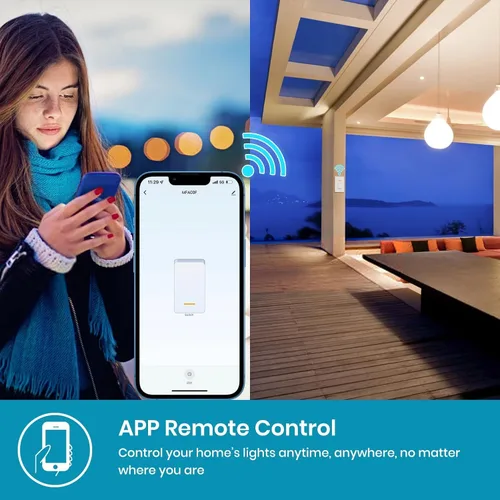 Vista 3 de Milfra Interruptor de luz inteligente unipolar, interruptor inteligente 2024 modelo nuevo 10A, compatible con Alexa, Siri y Assistant, control por
