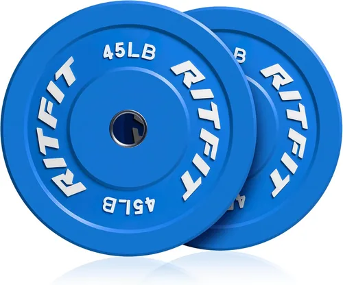 Vista 8 de RitFit Color Coded Bumper Plate, Olympic Bumper Plate for Barbell, 2-Inch Bumper Weight Plates With Steel Insert, rubber weight plates for Strength