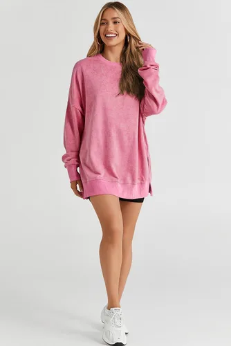 Vista 15 de SHEWIN Sudadera casual de manga larga con cuello redondo para mujer, ligera, holgada