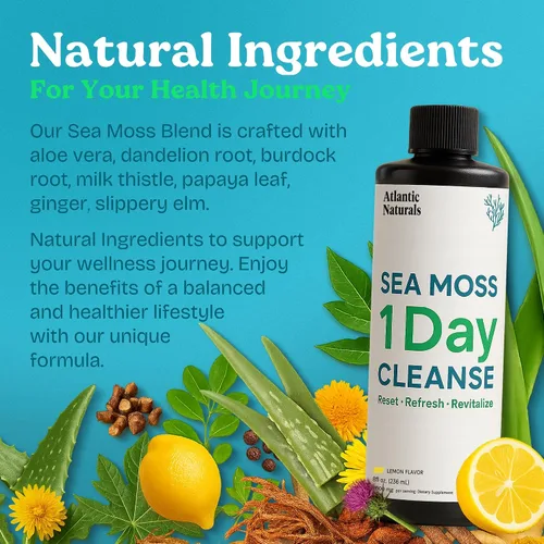 Vista 6 de Atlantic Naturals - 1 día de limpieza de colon bebida desintoxicante de cuerpo completo - Suplemento de musgo marino para mujeres y hombres, salud