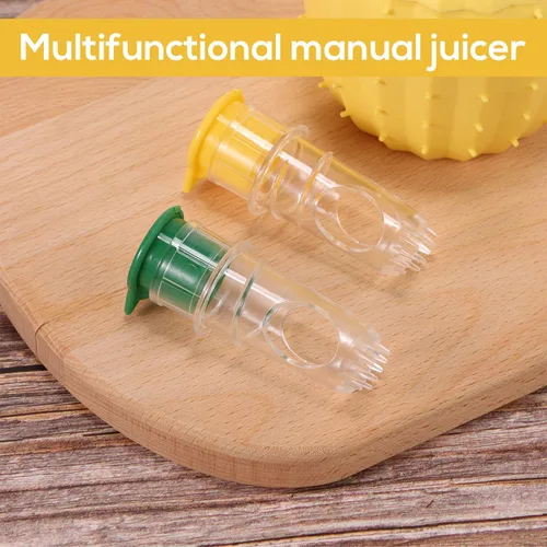 Vista 3 de Exprimidor de limón con tapa de rosca, mini exprimidor de limón de plástico con filtro integrado, práctico exprimidor de jugo con tapa para bebidas