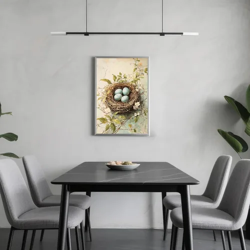 Vista 4 de Arte de pared natural con estampado de animales y huevos de pájaro, acuarela, impresiones de flores silvestres, póster botánico de acuarela, cuadro