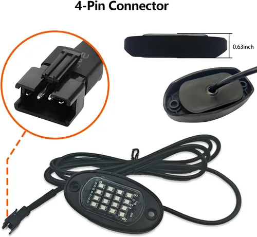 Vista 3 de 1 Cápsula de Repuesto para Cápsula Dañada para Luces de Roca LED RGB Segmentadas de 12v Luz Inferior Multicolor Impermeable de Neón para Jeep