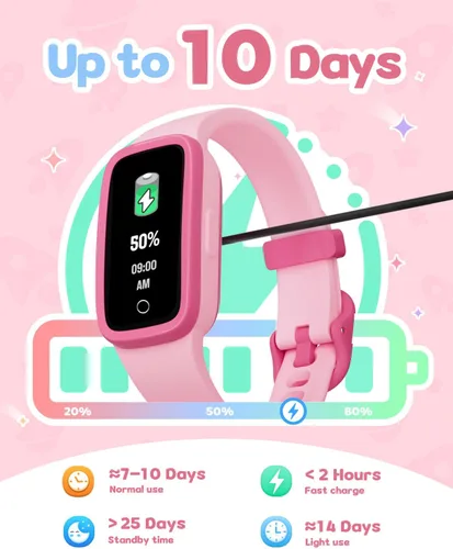 Vista 7 de Reloj de seguimiento de actividad para niños con pantalla Amoled, rastreador de actividad sin necesidad de teléfono, monitor de frecuencia cardíaca