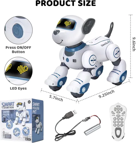 Vista 7 de Perro Robot de Juguete con Control Remoto: Perro Robótico Programable para Niños, Perro Robot Interactivo Inteligente, Mascota Robot que Baila
