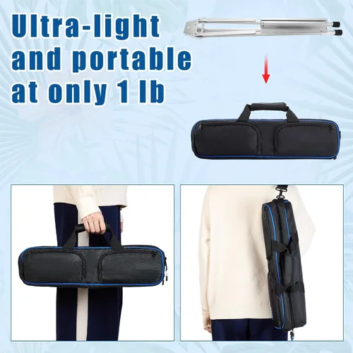 Vista 5 de Xinnun 12 piezas de caballete de mesa de aluminio de 15 a 21 pulgadas de alto, trípode portátil ajustable con alas de brazo de extensión y pies